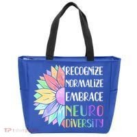 Embrace Neurodiversity Great Gift Rainbow Sunflower Adhd Autism Funny Gift Tote Bag thumb 0