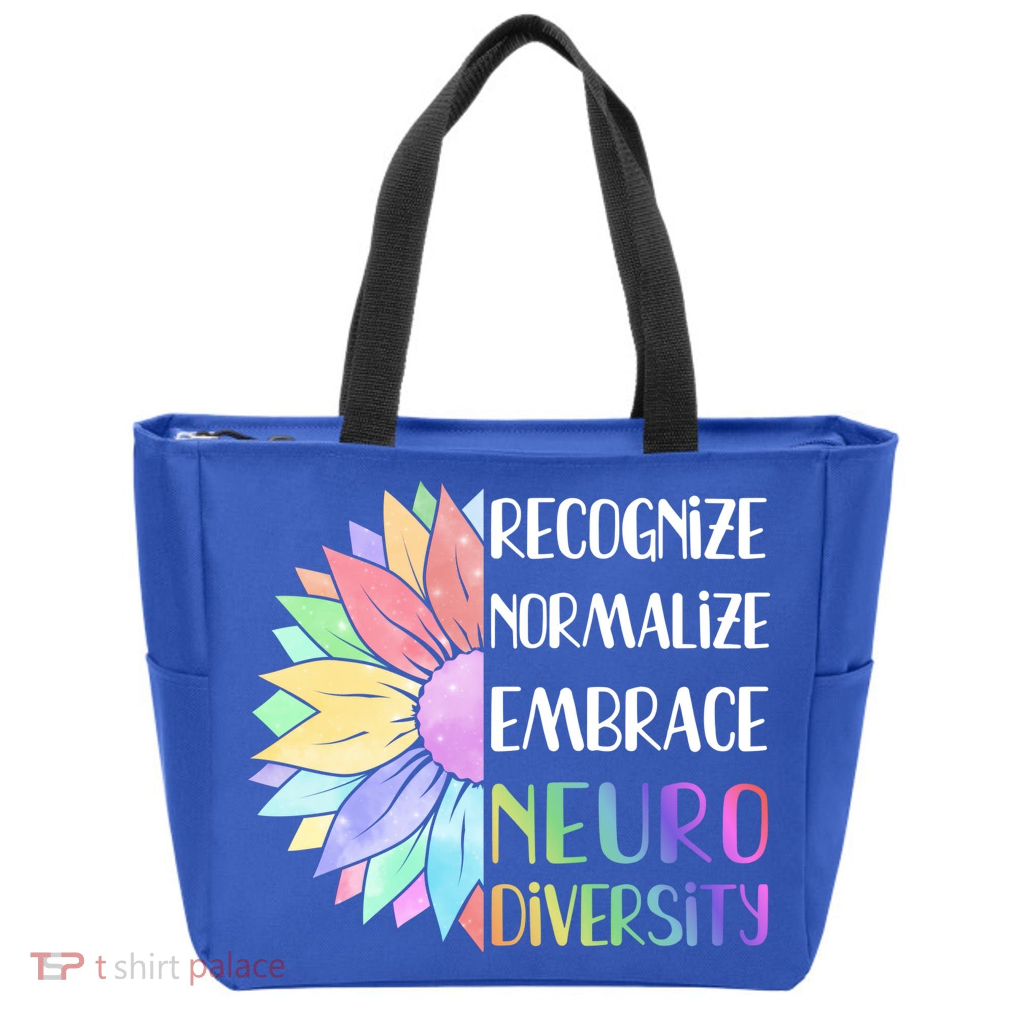 Embrace Neurodiversity Great Gift Rainbow Sunflower Adhd Autism Funny Gift Tote Bag