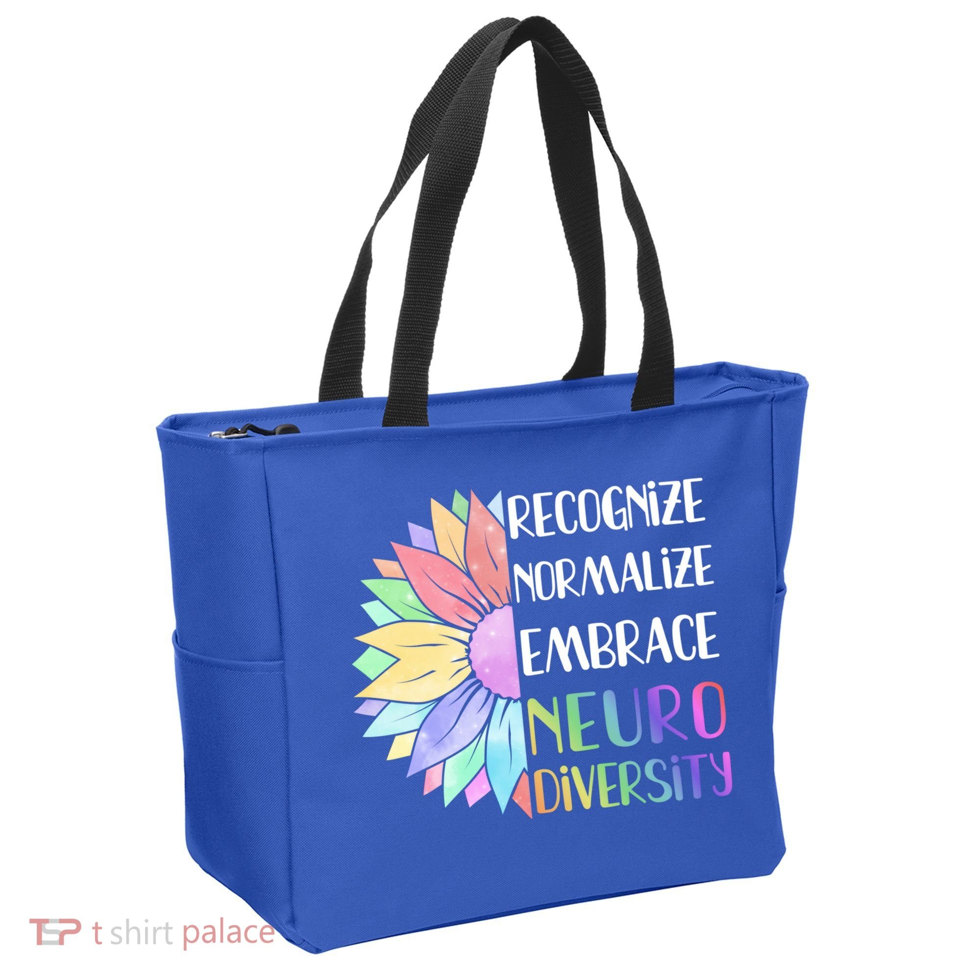 Embrace Neurodiversity Great Gift Rainbow Sunflower Adhd Autism Funny Gift Tote Bag