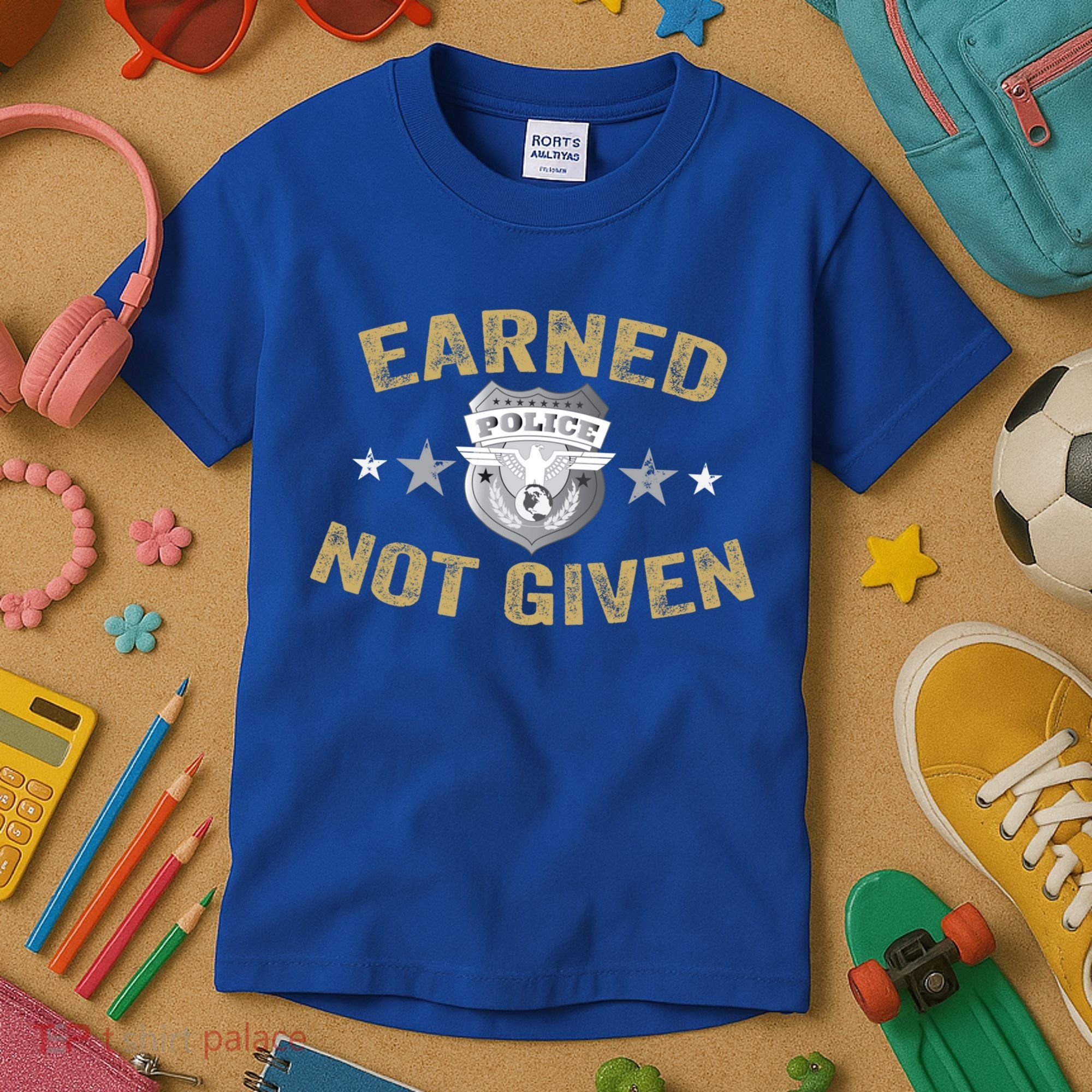 Earned Not Given Police Academy Graduation Police Officer Gift Kids T-Shirt