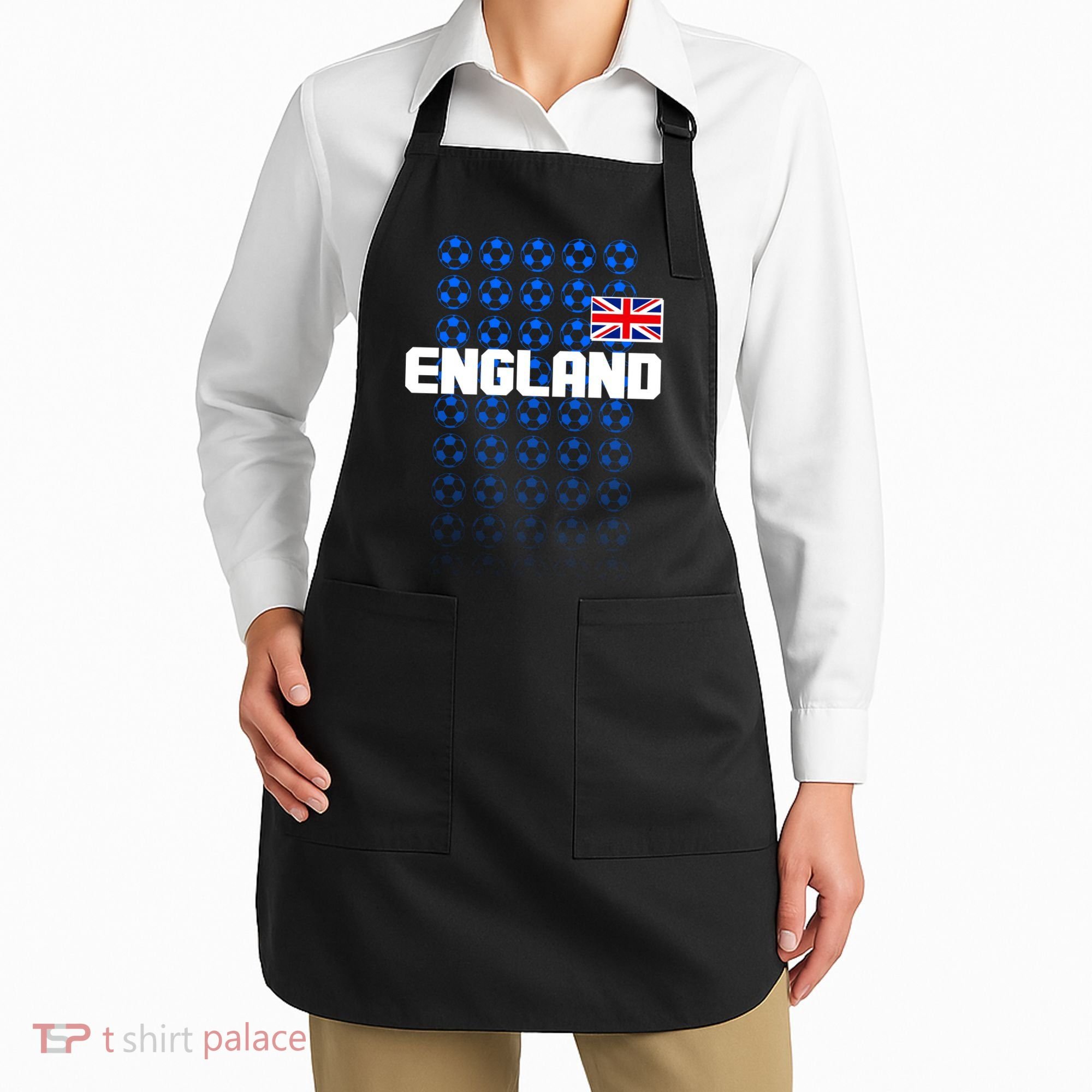 England Flag Soccer Ball Futbol Pattern Apron