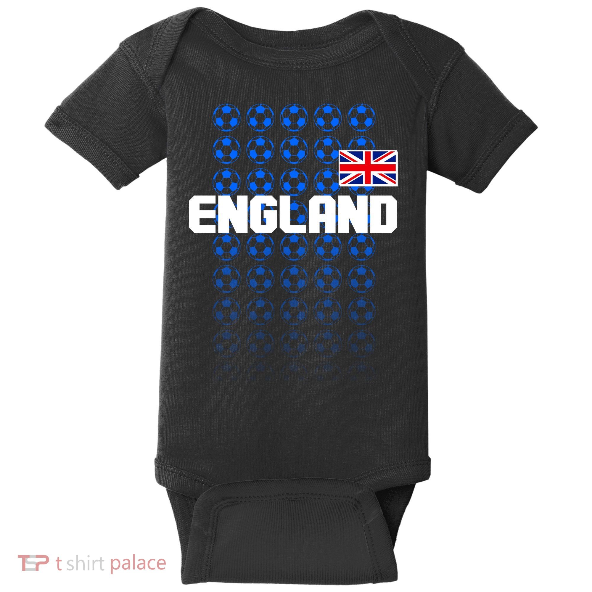 England Flag Soccer Ball Futbol Pattern Baby Bodysuit