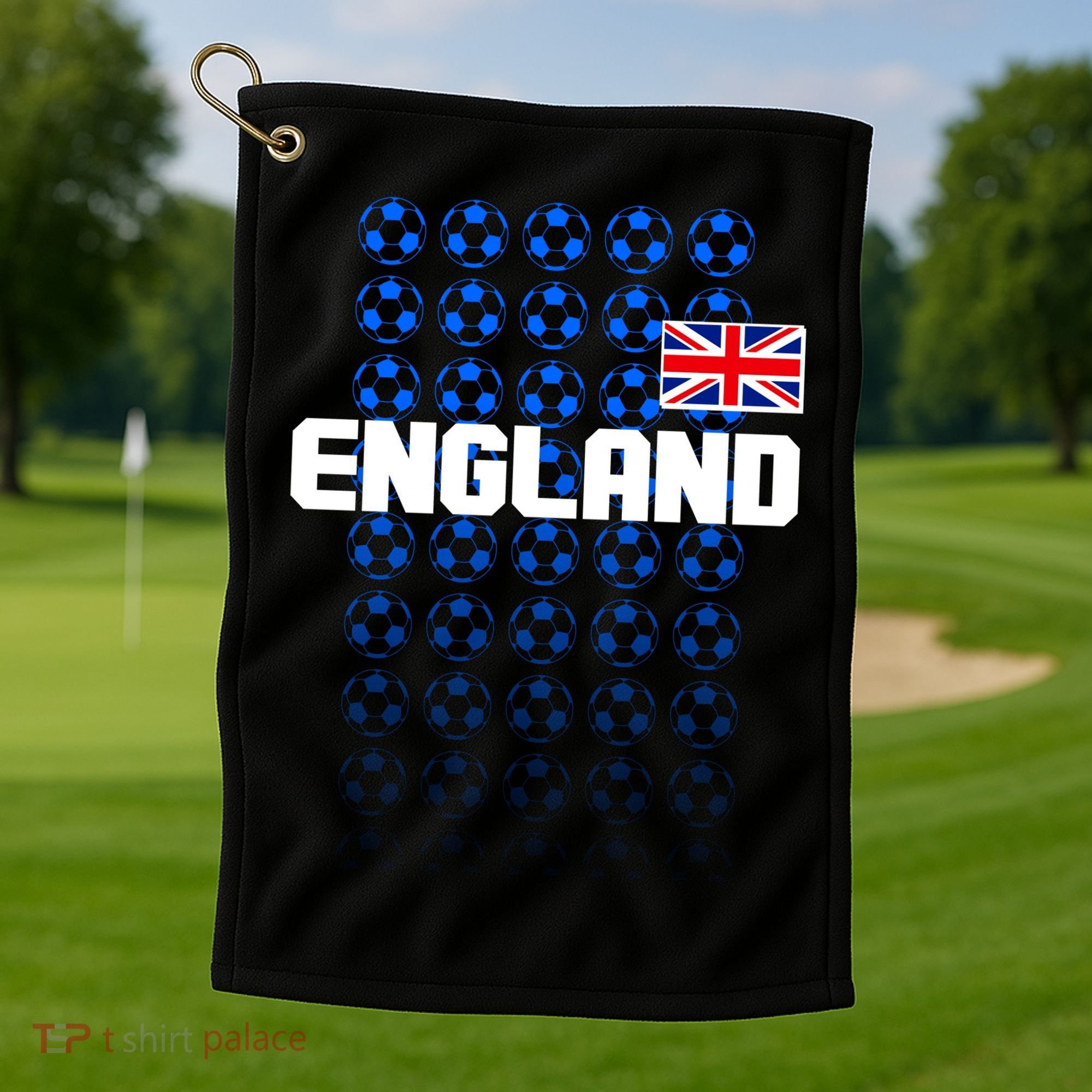 England Flag Soccer Ball Futbol Pattern Golf Towel