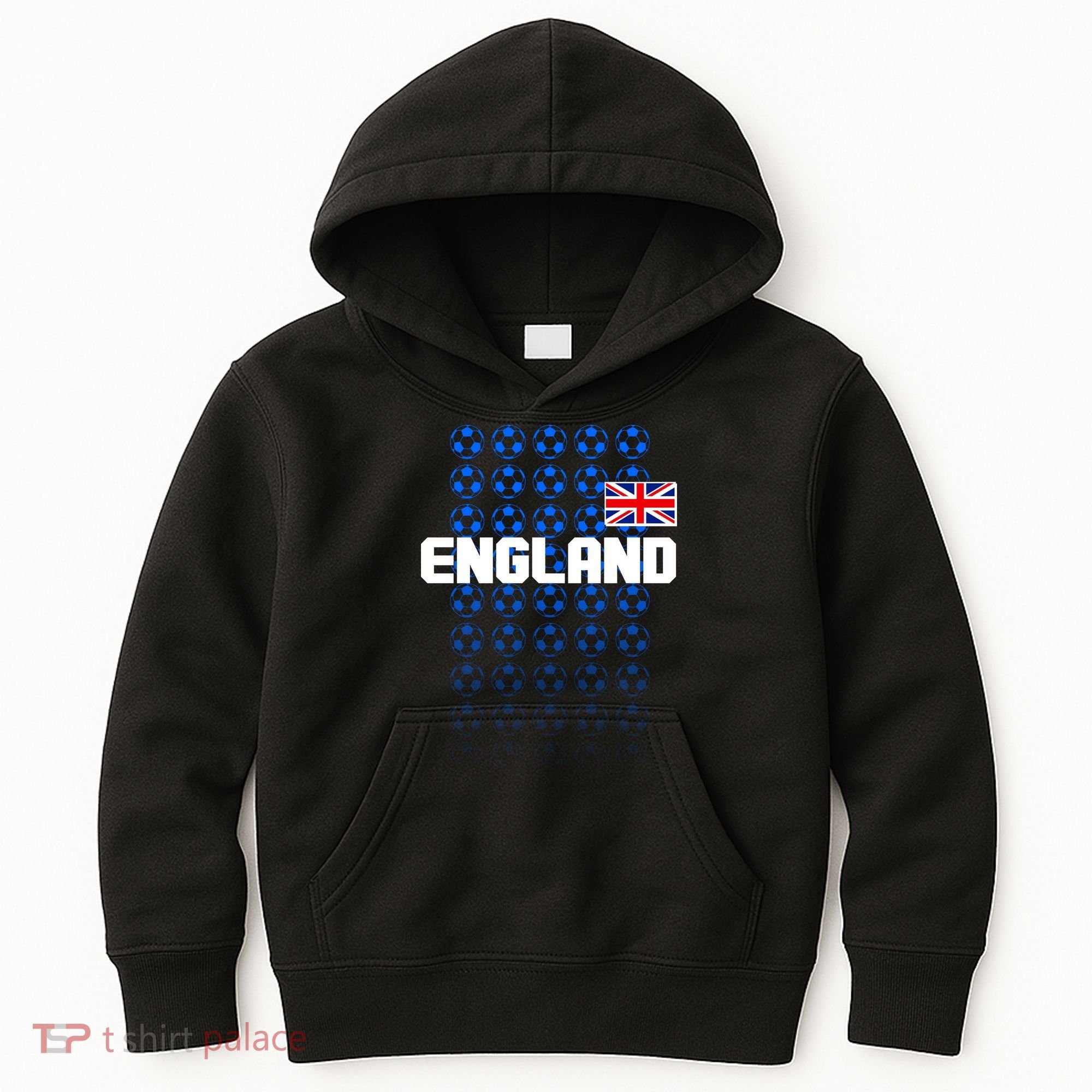 England Flag Soccer Ball Futbol Pattern Kids Hoodie