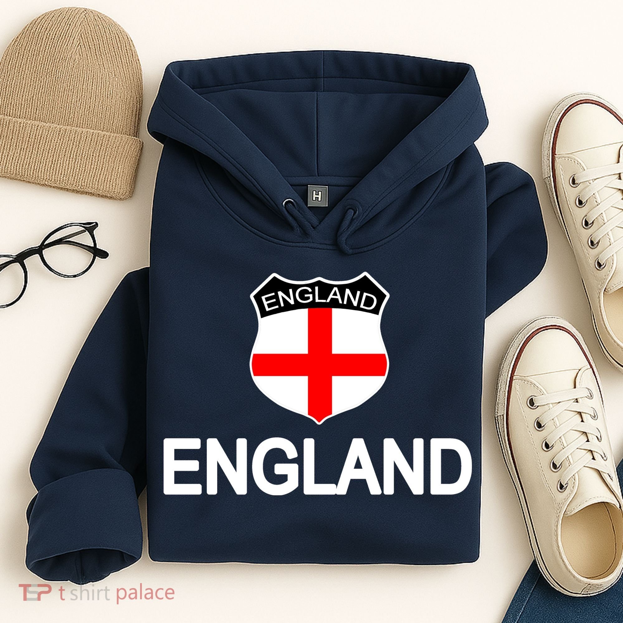 England Soccer Fan English Crest Flag Hoodie