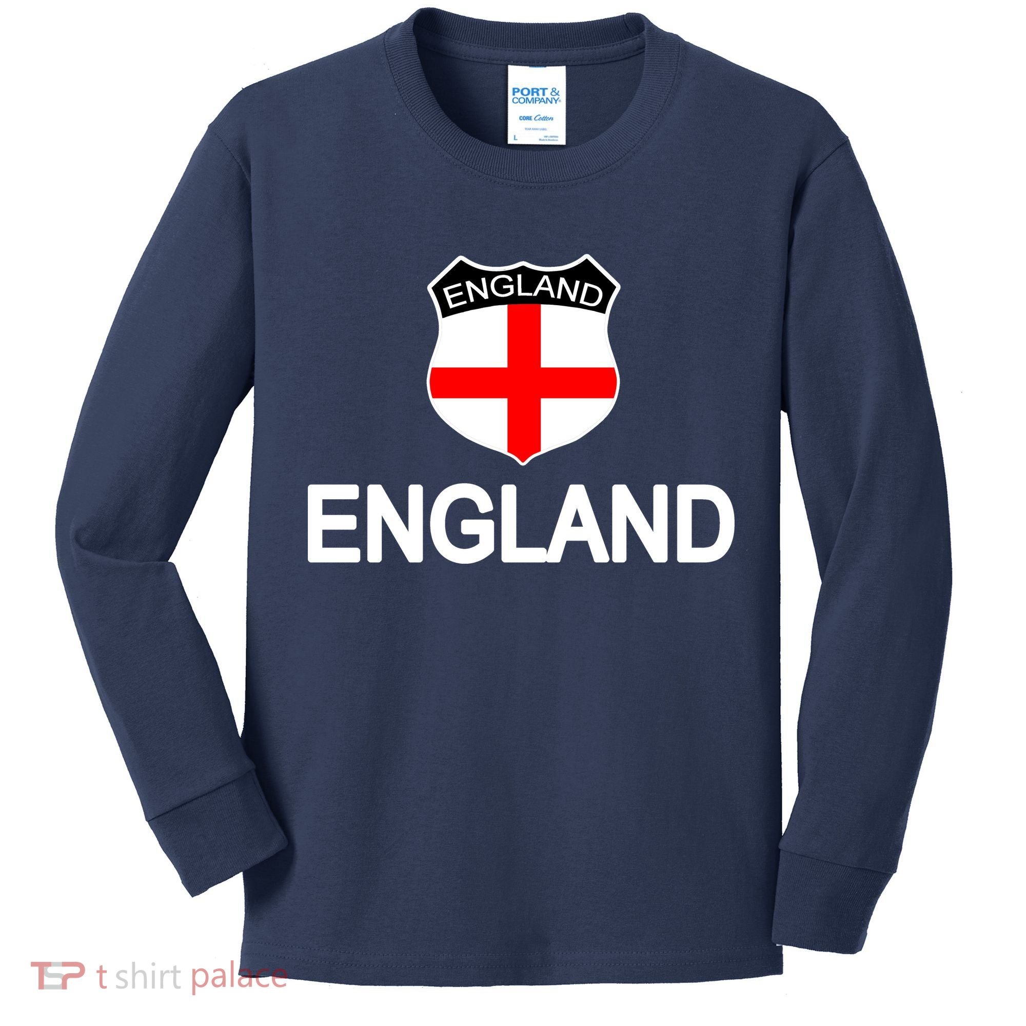 England Soccer Fan English Crest Flag Kids Long Sleeve Shirt