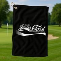 Enjoy Jesus Christ Thou Shalt Never Thirst Golf Towel thumb 1