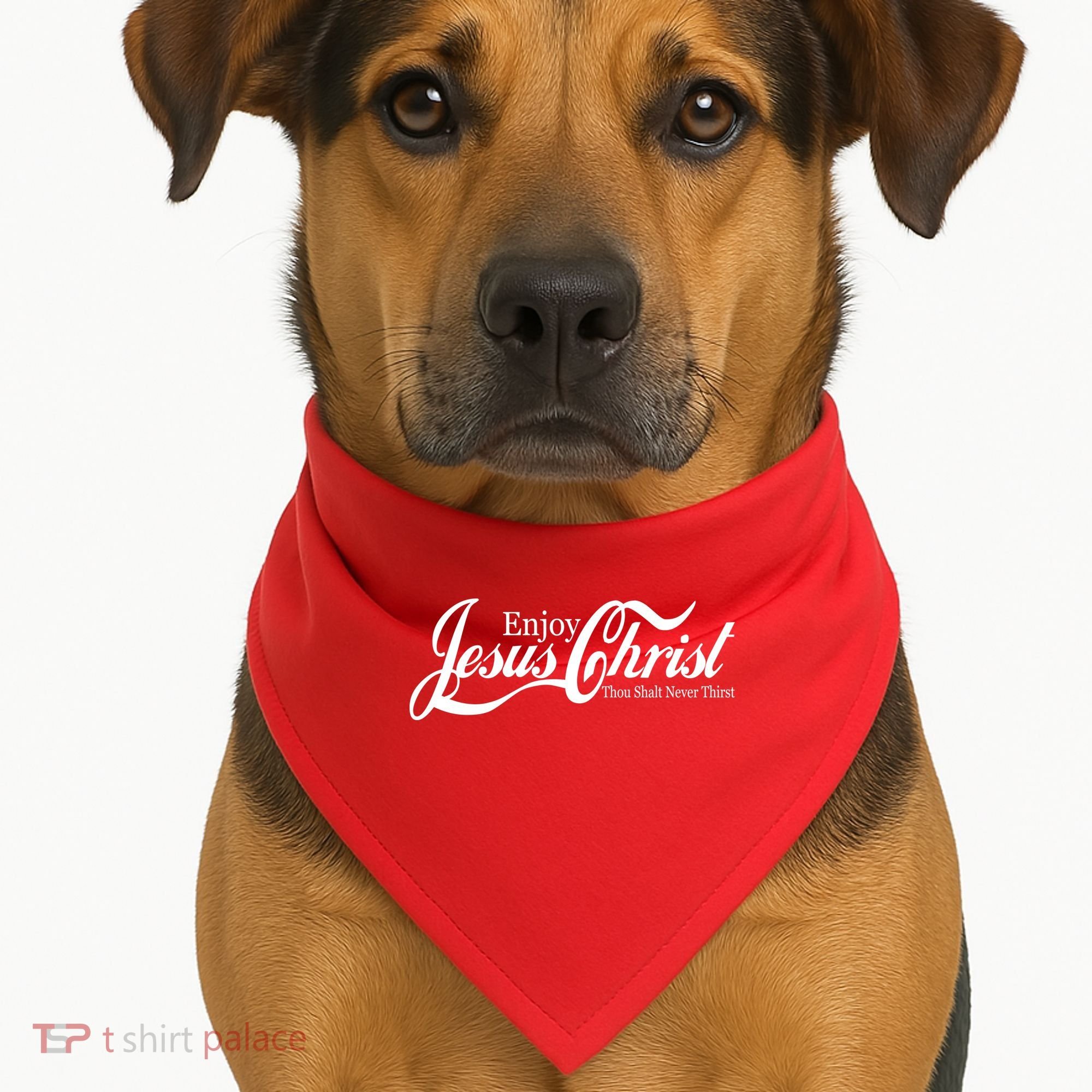 Enjoy Jesus Christ Thou Shalt Never Thirst Funny USA-Made Doggie Bandana