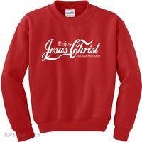 Enjoy Jesus Christ Thou Shalt Never Thirst Funny Kids Sweatshirt thumb 0