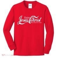 Enjoy Jesus Christ Thou Shalt Never Thirst Funny Kids Long Sleeve Shirt thumb 0