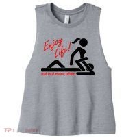 Enjoy Life Eat Out More Often Women's Racerback Cropped Tank thumb 0