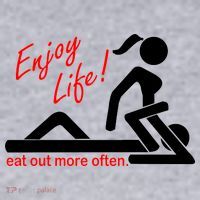 Enjoy Life Eat Out More Often Women's Racerback Cropped Tank thumb 2