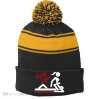 Enjoy Life Eat Out More Often Stripe Pom Pom Beanie thumb 0