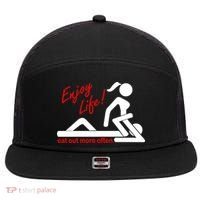 Enjoy Life Eat Out More Often 7 Panel Mesh Trucker Snapback Hat thumb 0