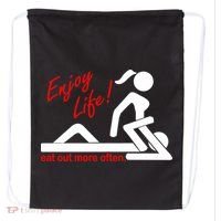 Enjoy Life Eat Out More Often Drawstring Bag thumb 0