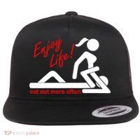 Enjoy Life Eat Out More Often Flat Bill Trucker Hat thumb 0