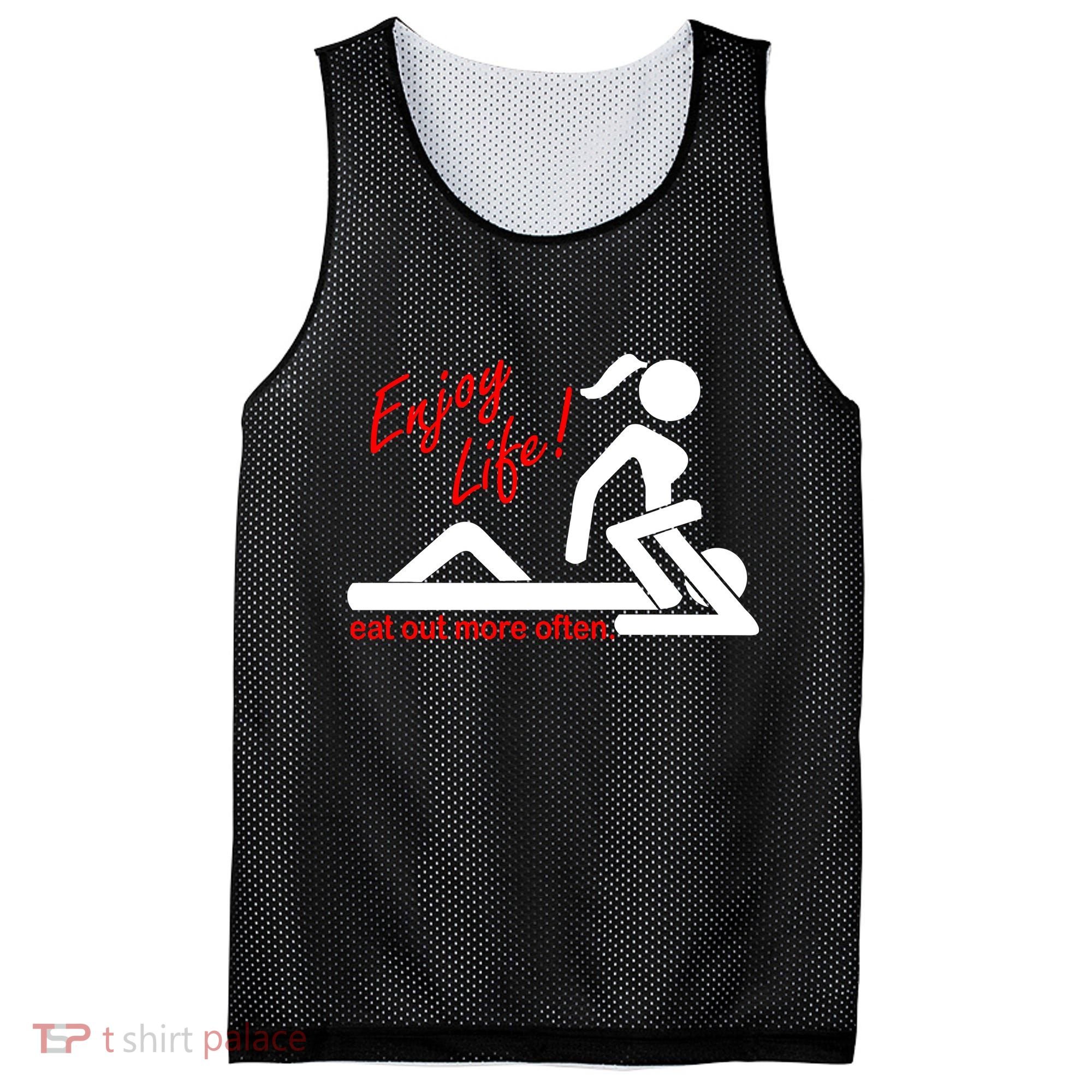 Enjoy Life Eat Out More Often Mesh Reversible Basketball Jersey Tank