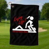 Enjoy Life Eat Out More Often Golf Towel thumb 1