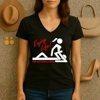 Enjoy Life Eat Out More Often Women's V-Neck T-Shirt thumb 3
