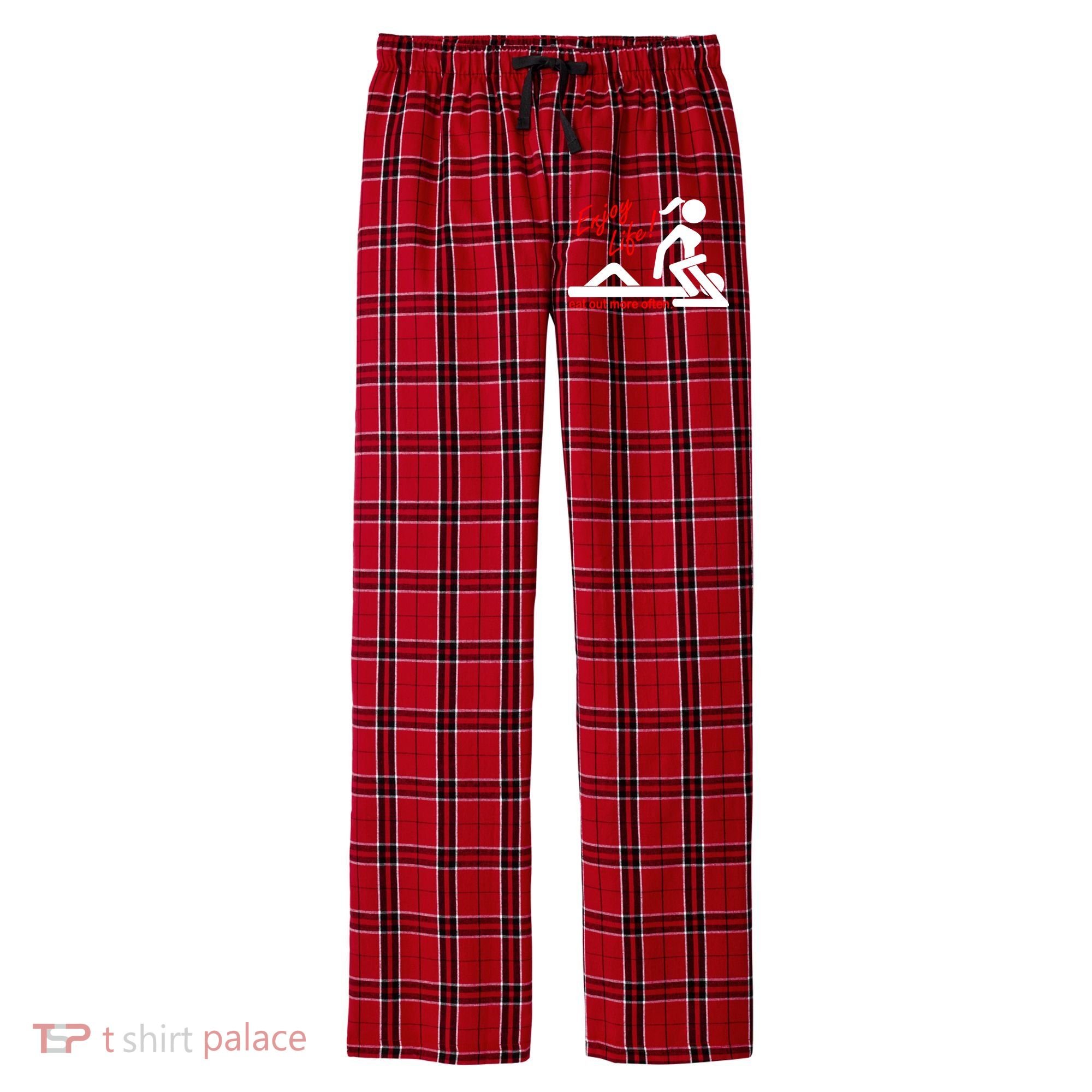 Enjoy Life Eat Out More Often Men's Flannel Plaid Pajama Pants