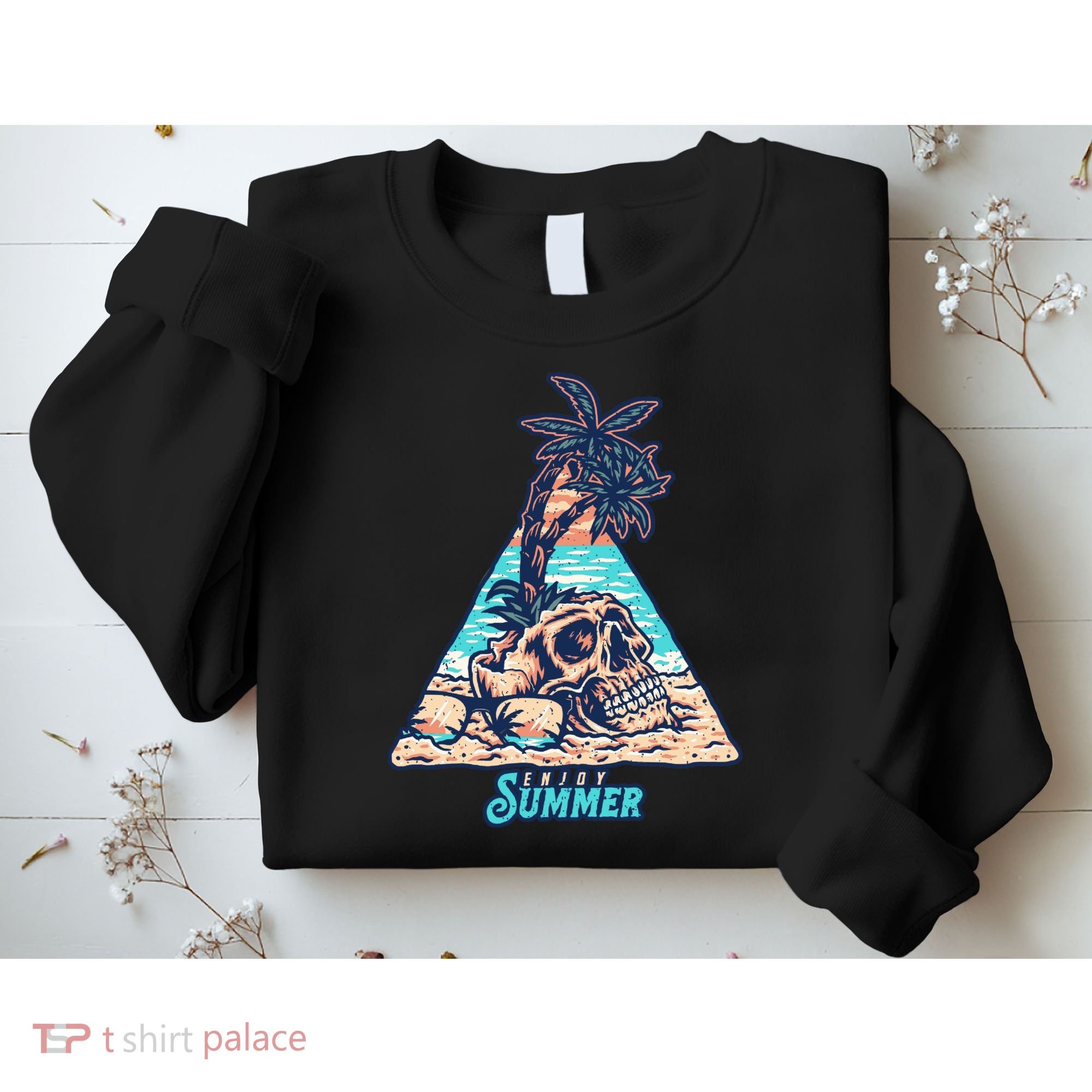 Enjoy Tropical Summer Vacation Skull Sweatshirt