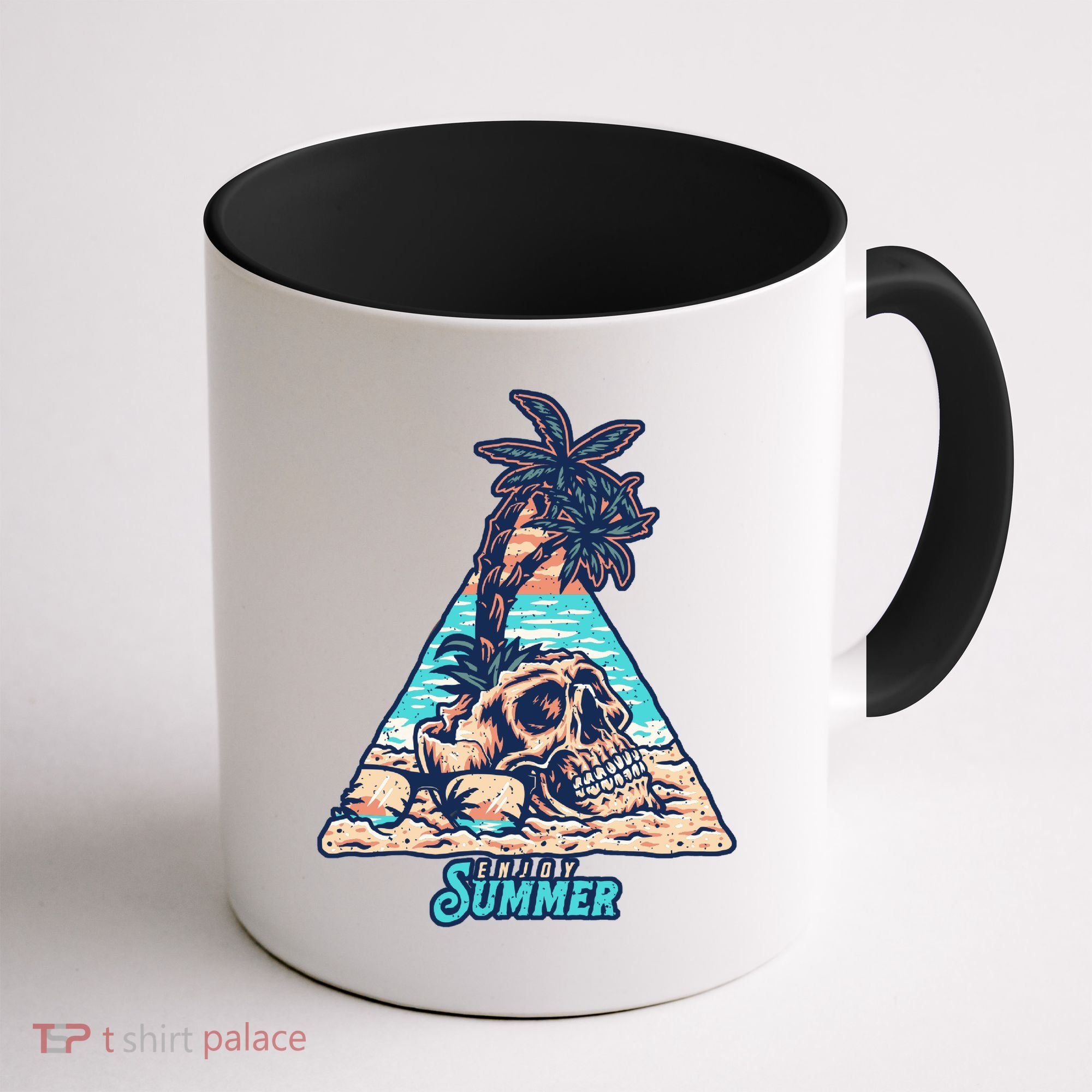 Enjoy Tropical Summer Vacation Skull Coffee Mug
