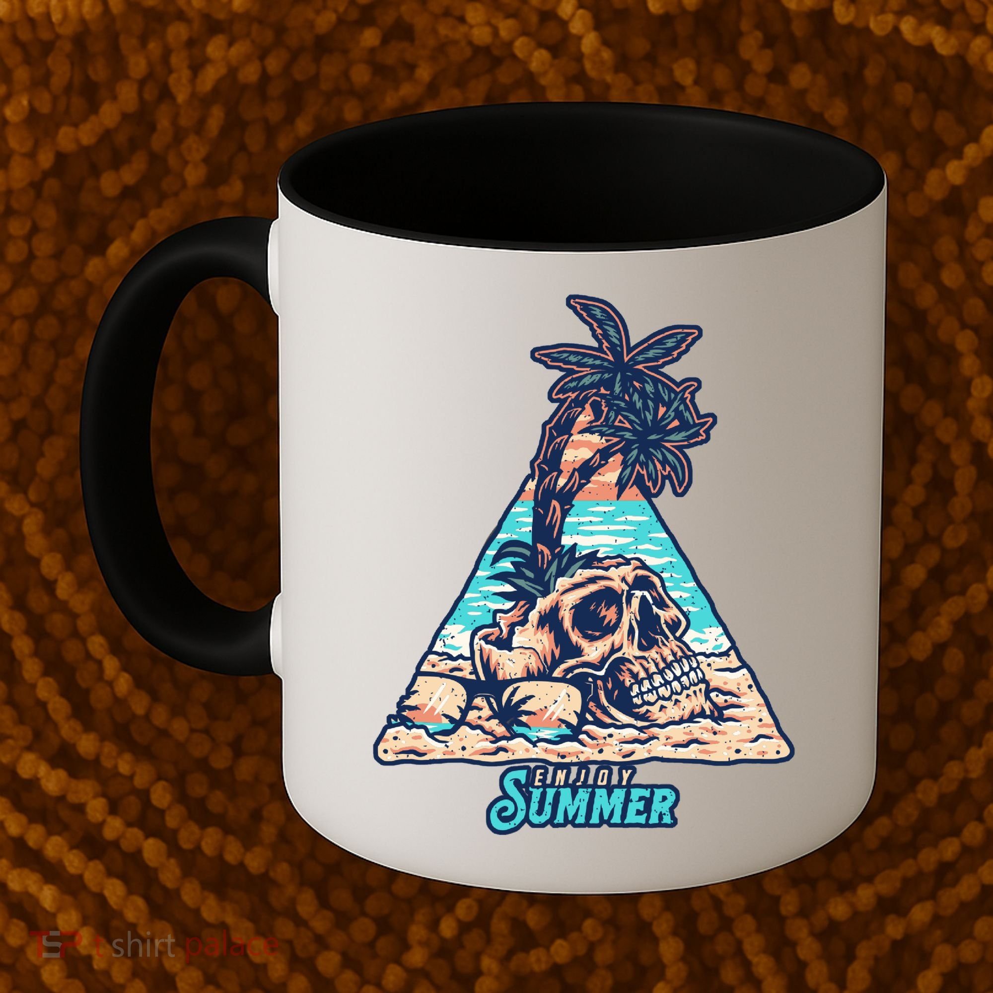 Enjoy Tropical Summer Vacation Skull Coffee Mug