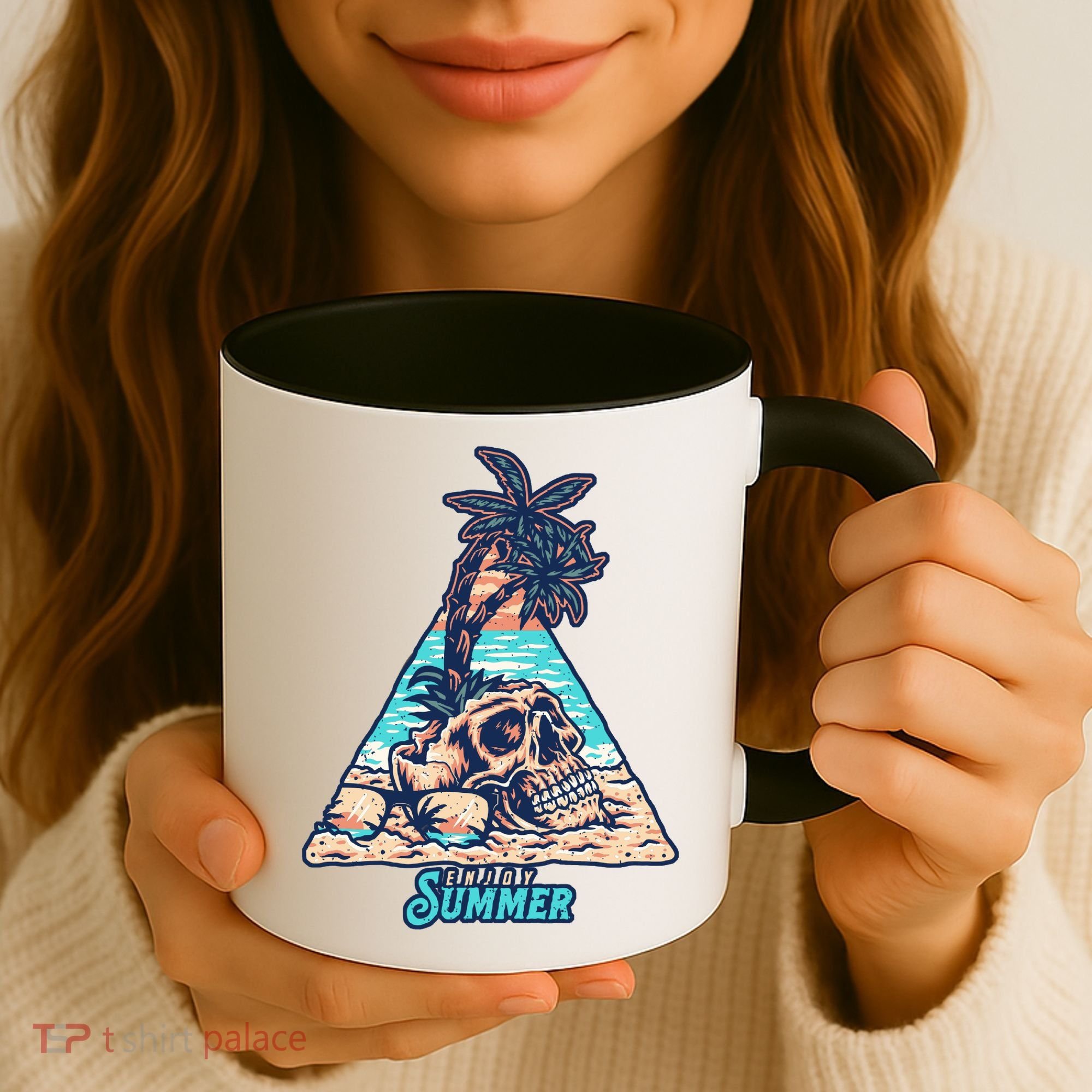 Enjoy Tropical Summer Vacation Skull Coffee Mug