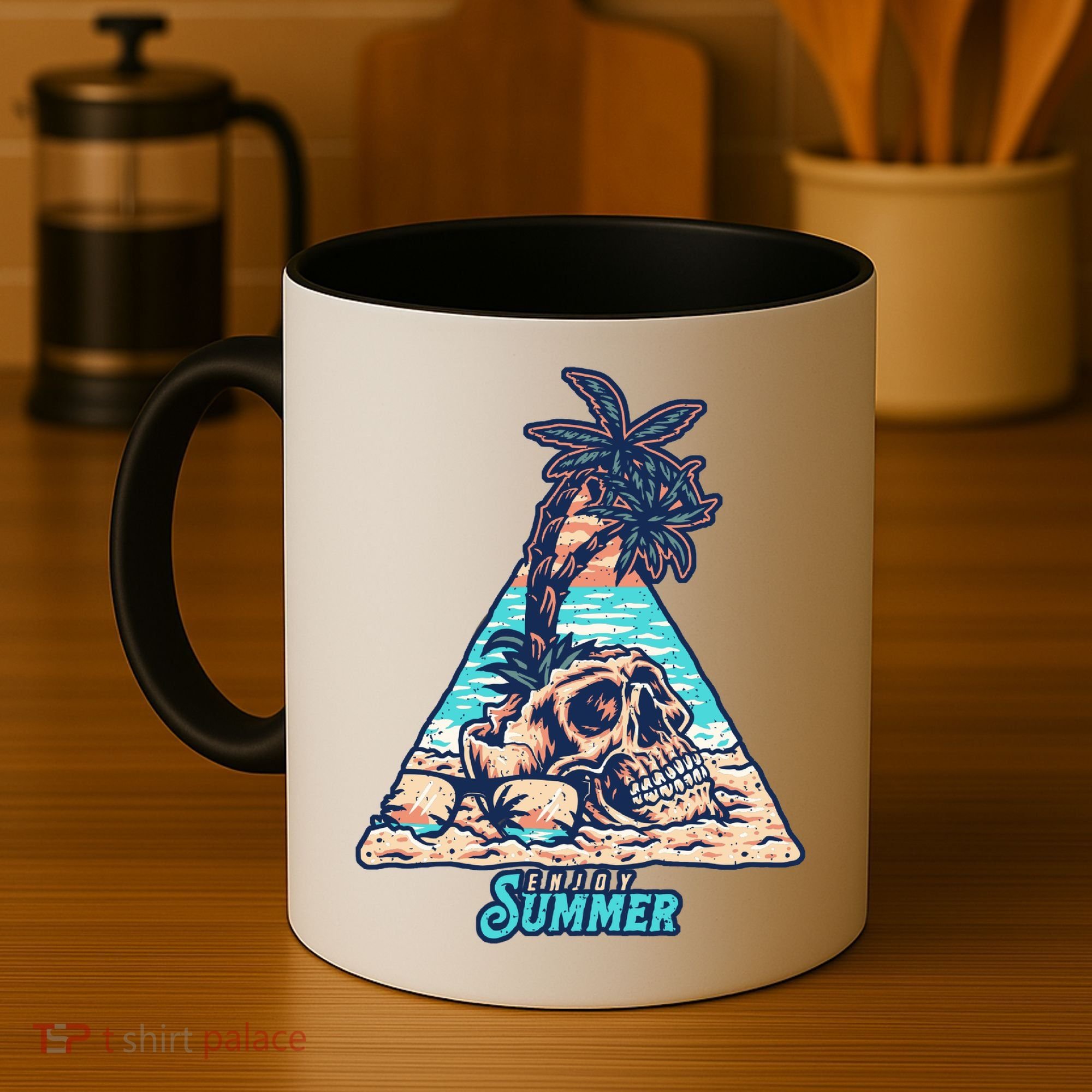Enjoy Tropical Summer Vacation Skull Coffee Mug