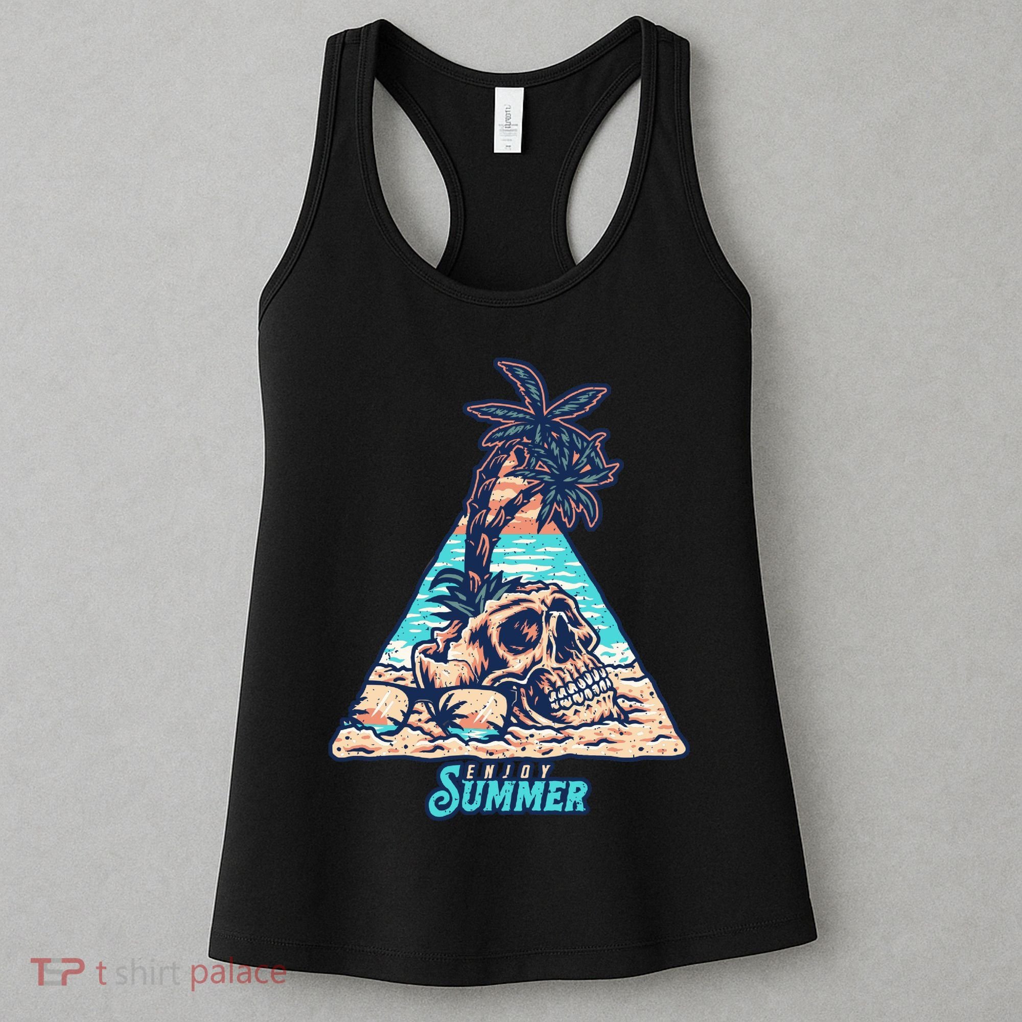 Enjoy Tropical Summer Vacation Skull Women's Tank Top