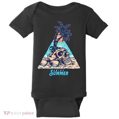 Enjoy Tropical Summer Vacation Skull Baby Bodysuit