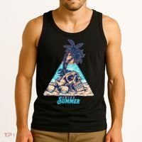 Enjoy Tropical Summer Vacation Skull Tank Top thumb 3