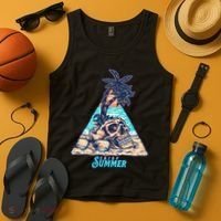 Enjoy Tropical Summer Vacation Skull Tank Top thumb 4