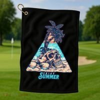 Enjoy Tropical Summer Vacation Skull Golf Towel thumb 1
