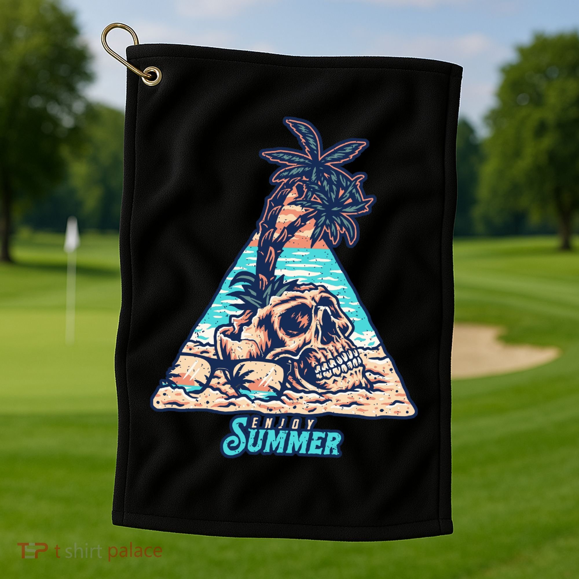 Enjoy Tropical Summer Vacation Skull Golf Towel