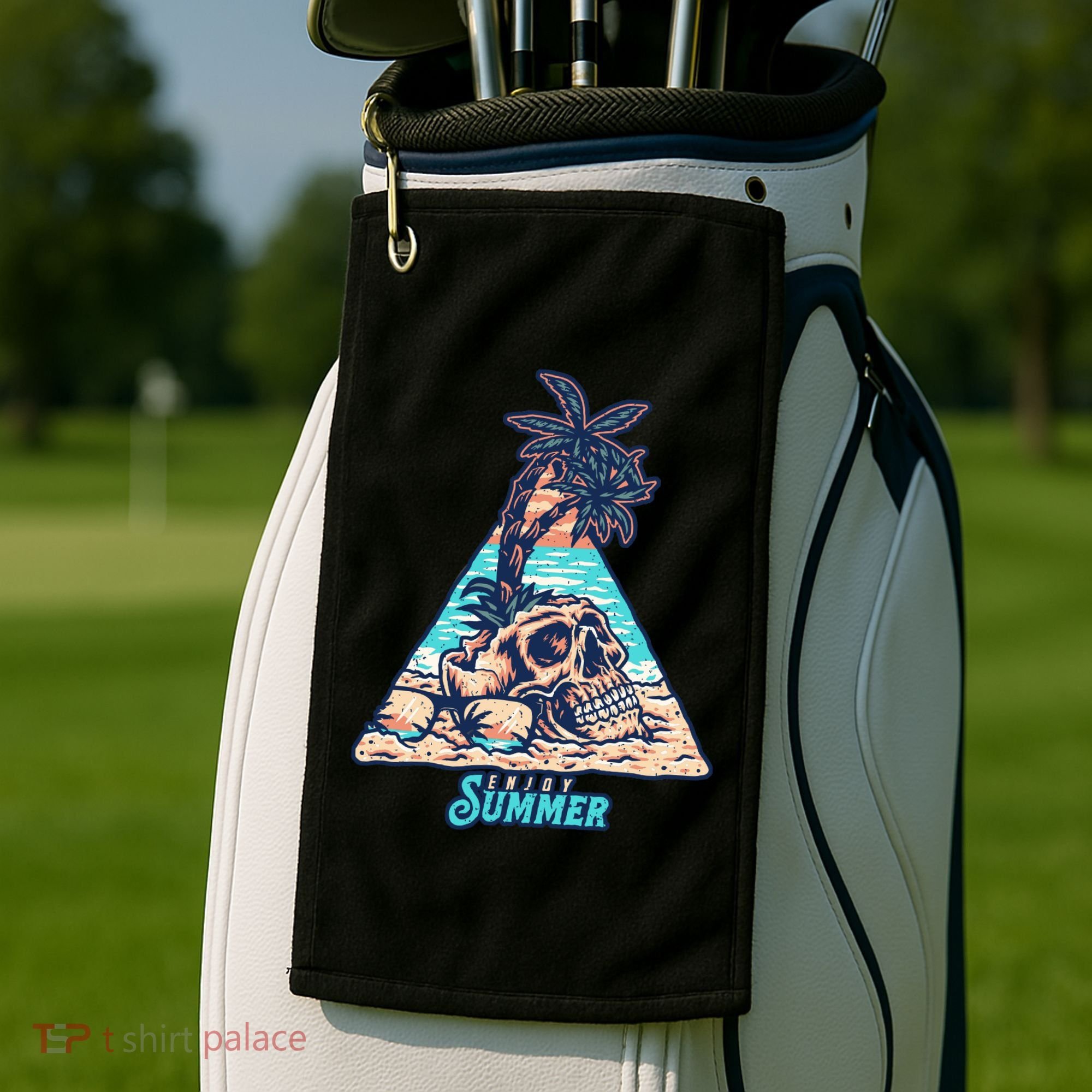 Enjoy Tropical Summer Vacation Skull Golf Towel