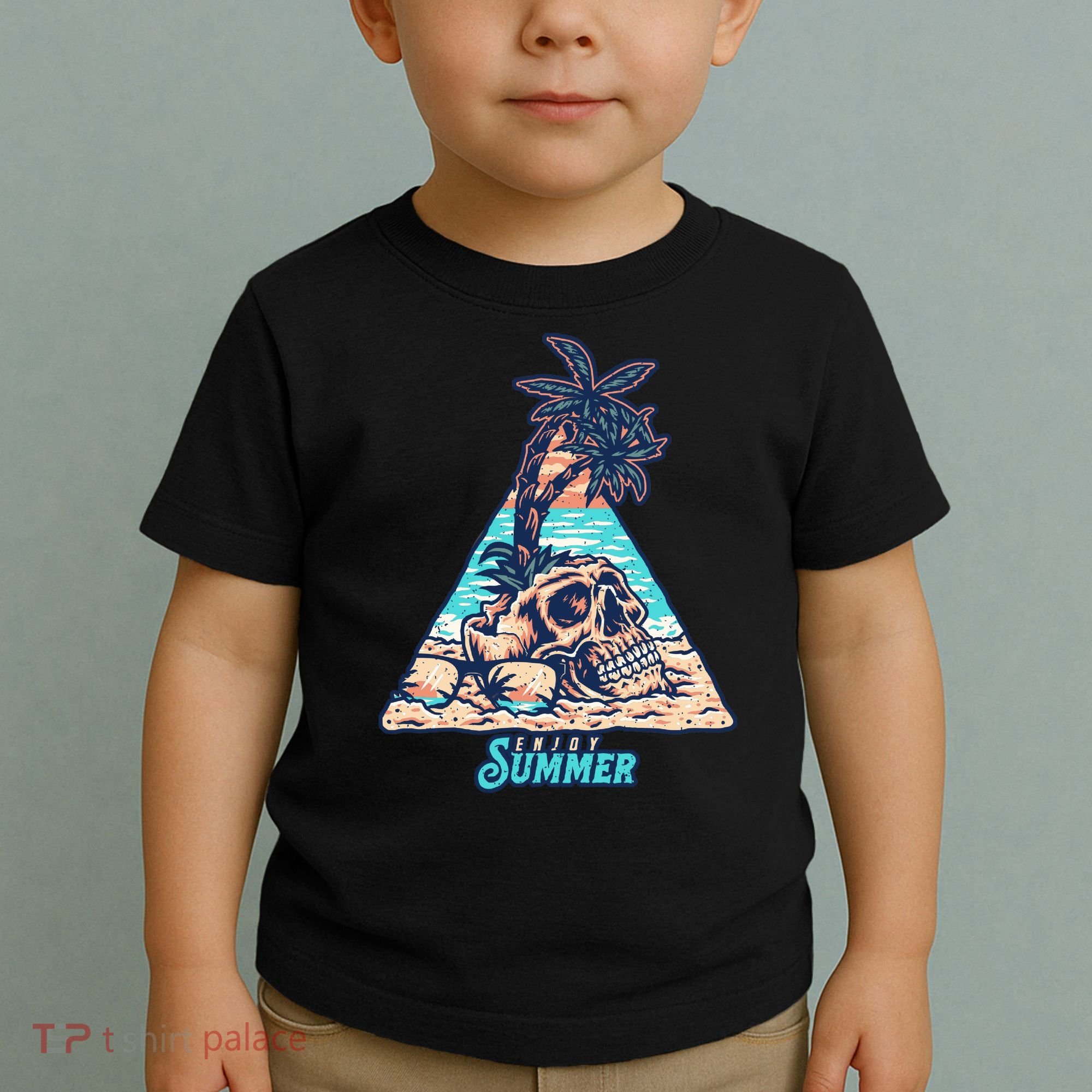 Enjoy Tropical Summer Vacation Skull Toddler T-Shirt