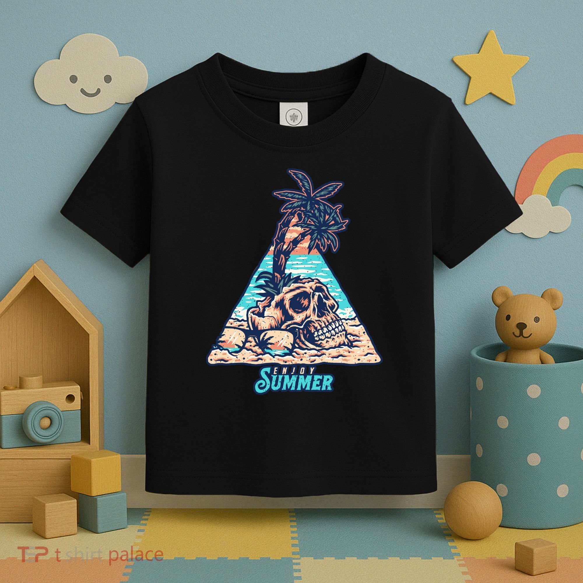Enjoy Tropical Summer Vacation Skull Toddler T-Shirt