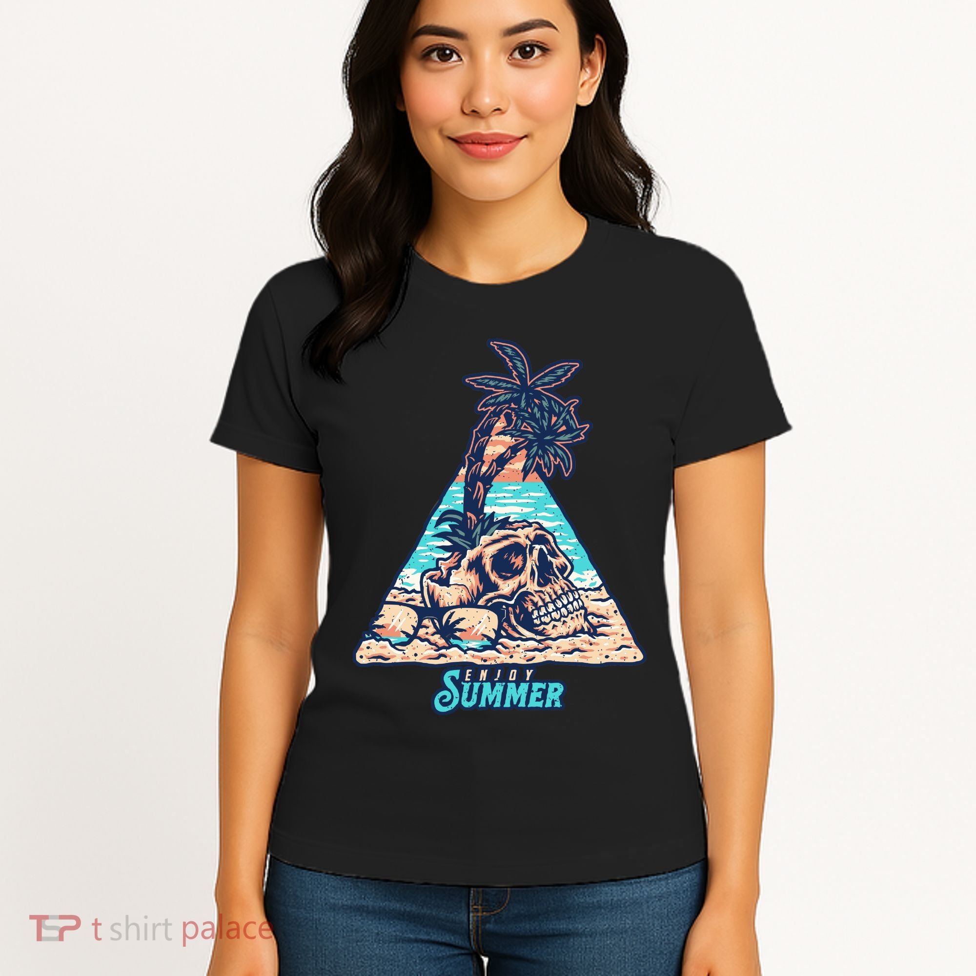 Enjoy Tropical Summer Vacation Skull Women's T-Shirt