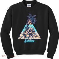 Enjoy Tropical Summer Vacation Skull Kids Sweatshirt thumb 0