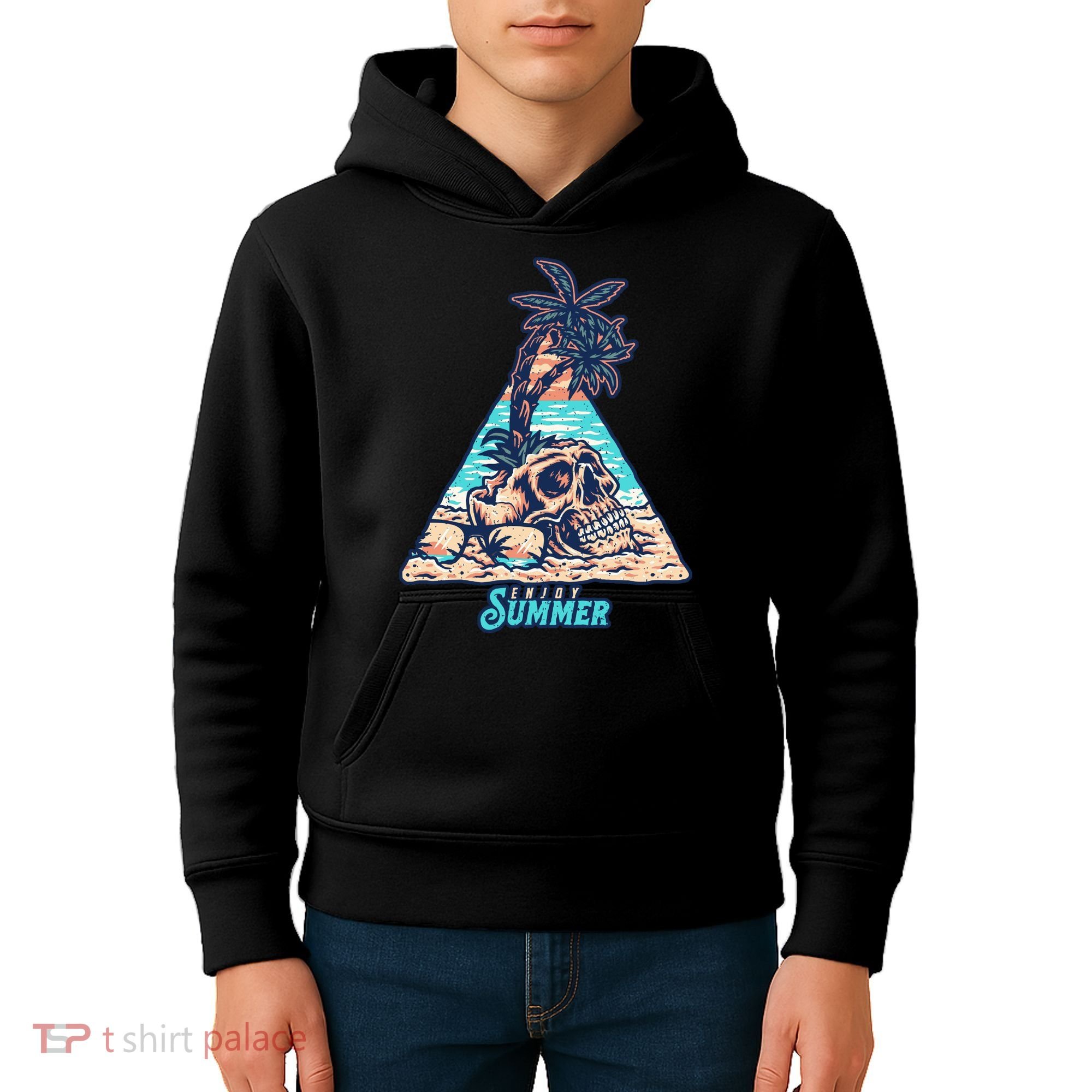 Enjoy Tropical Summer Vacation Skull Kids Hoodie