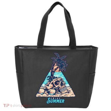 Enjoy Tropical Summer Vacation Skull Tote Bag