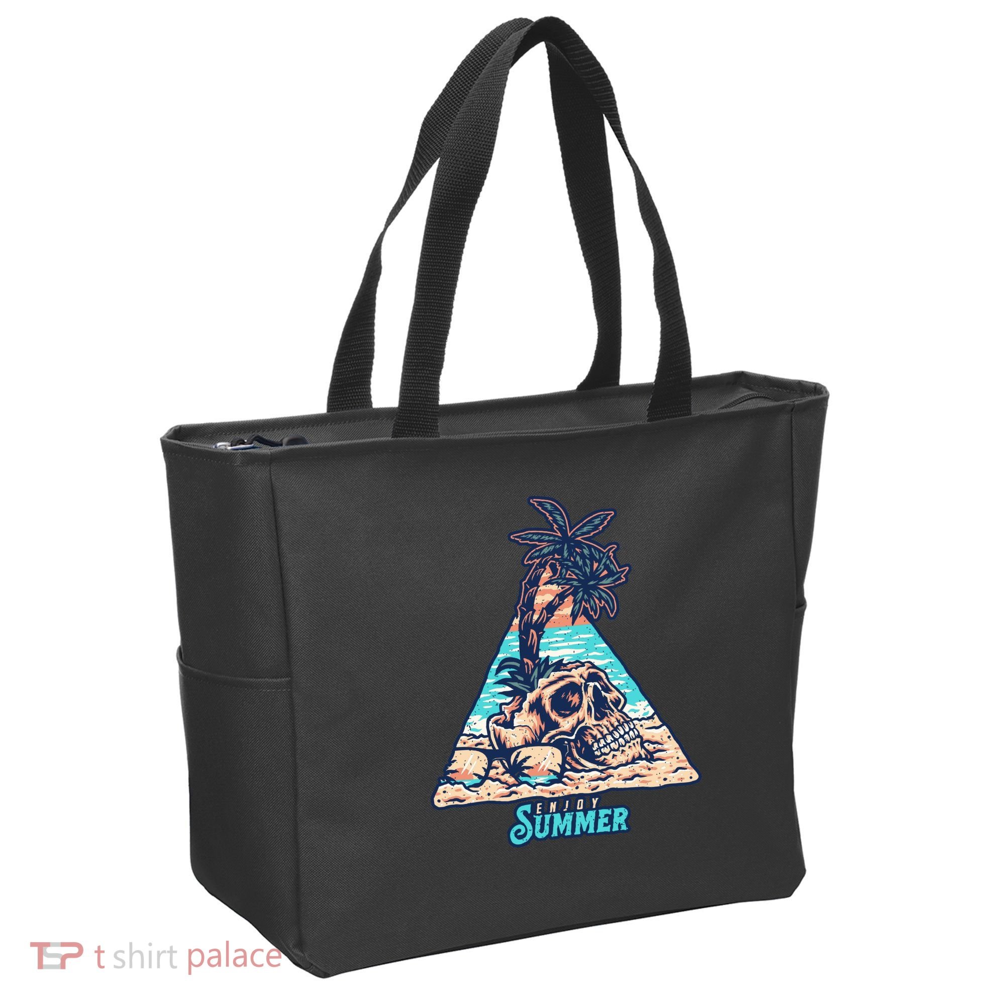 Enjoy Tropical Summer Vacation Skull Tote Bag