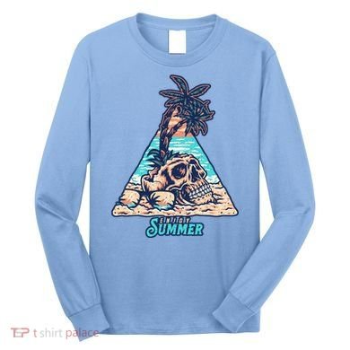 Enjoy Tropical Summer Vacation Skull Long Sleeve Shirt