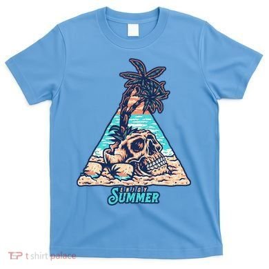 Enjoy Tropical Summer Vacation Skull T-Shirt