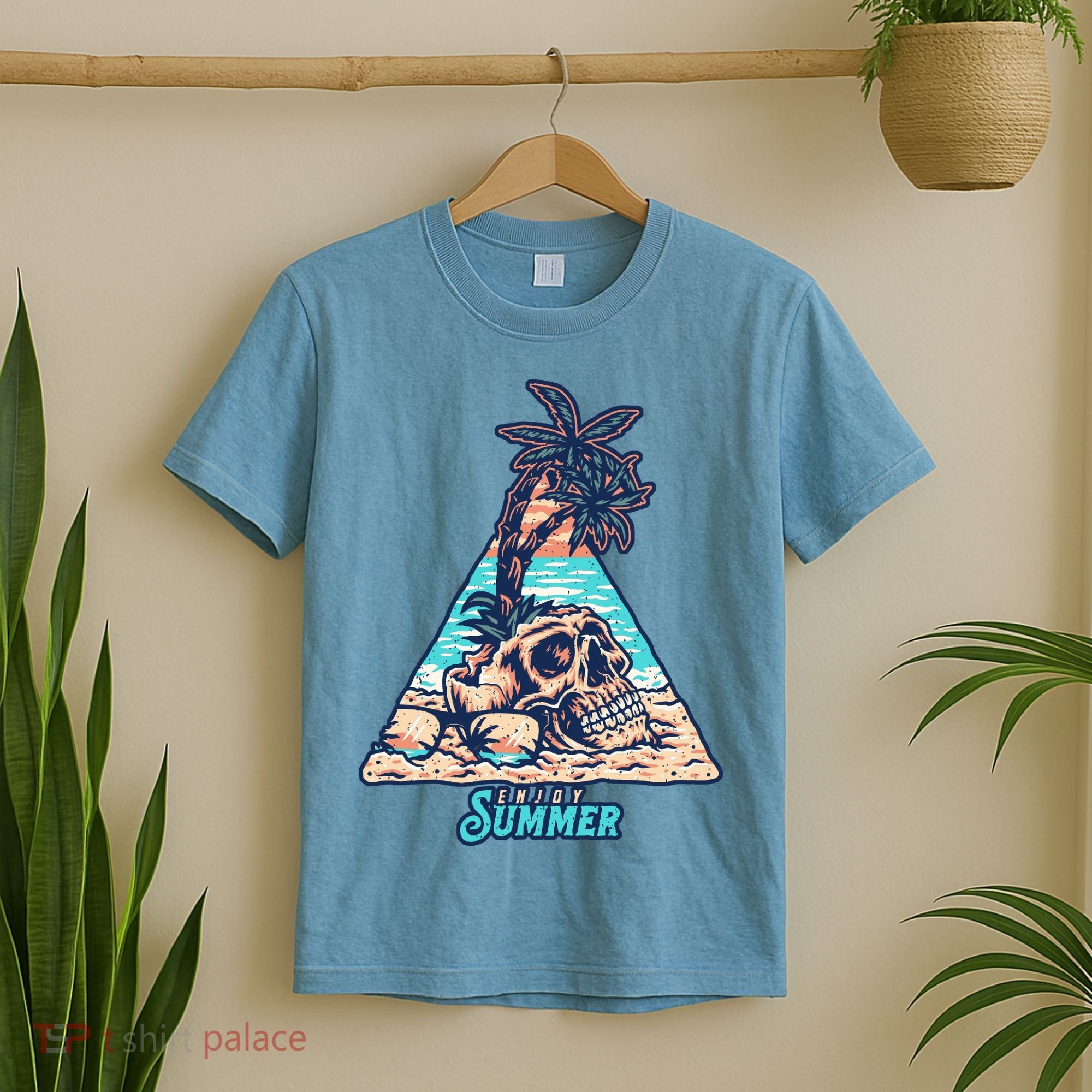 Enjoy Tropical Summer Vacation Skull T-Shirt