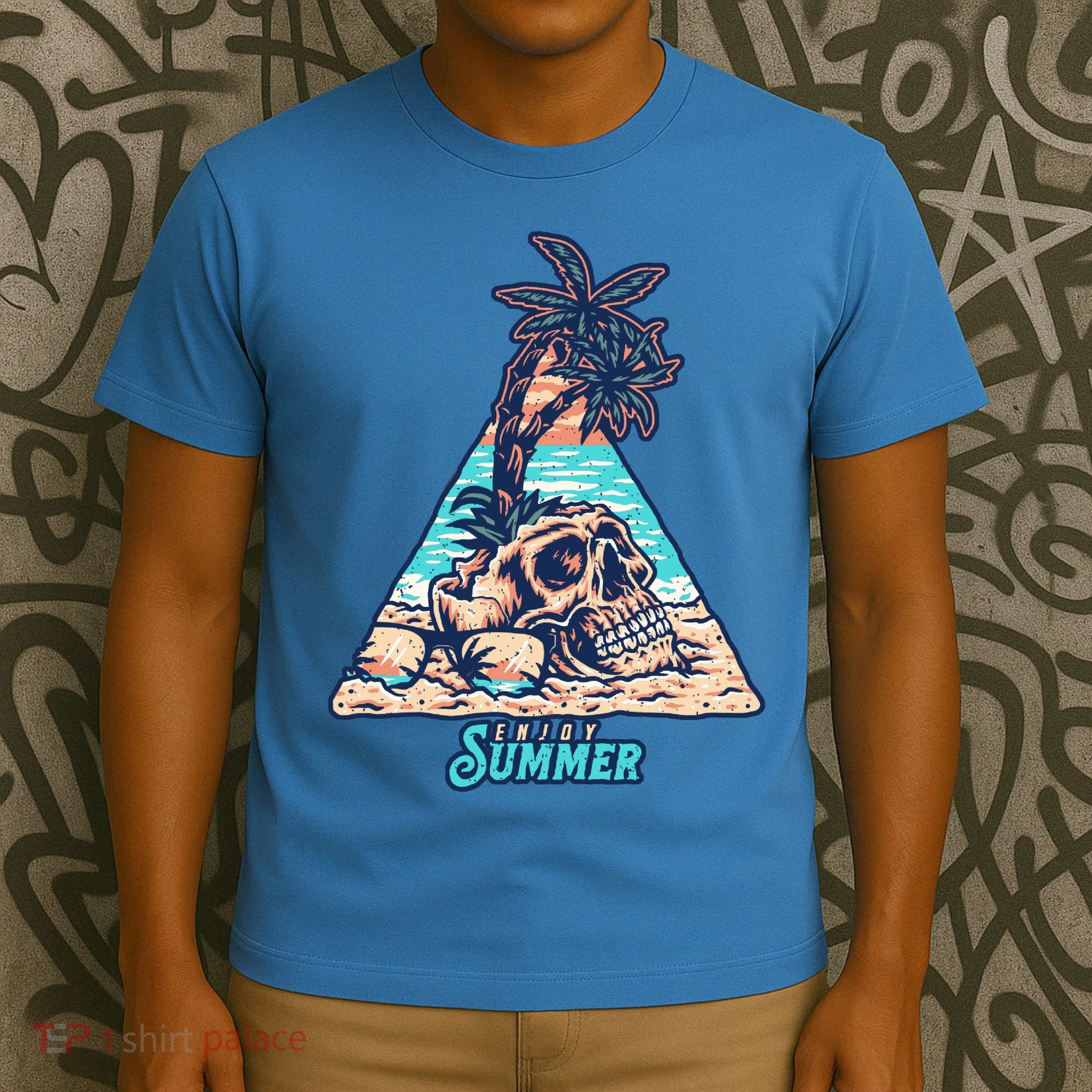 Enjoy Tropical Summer Vacation Skull T-Shirt