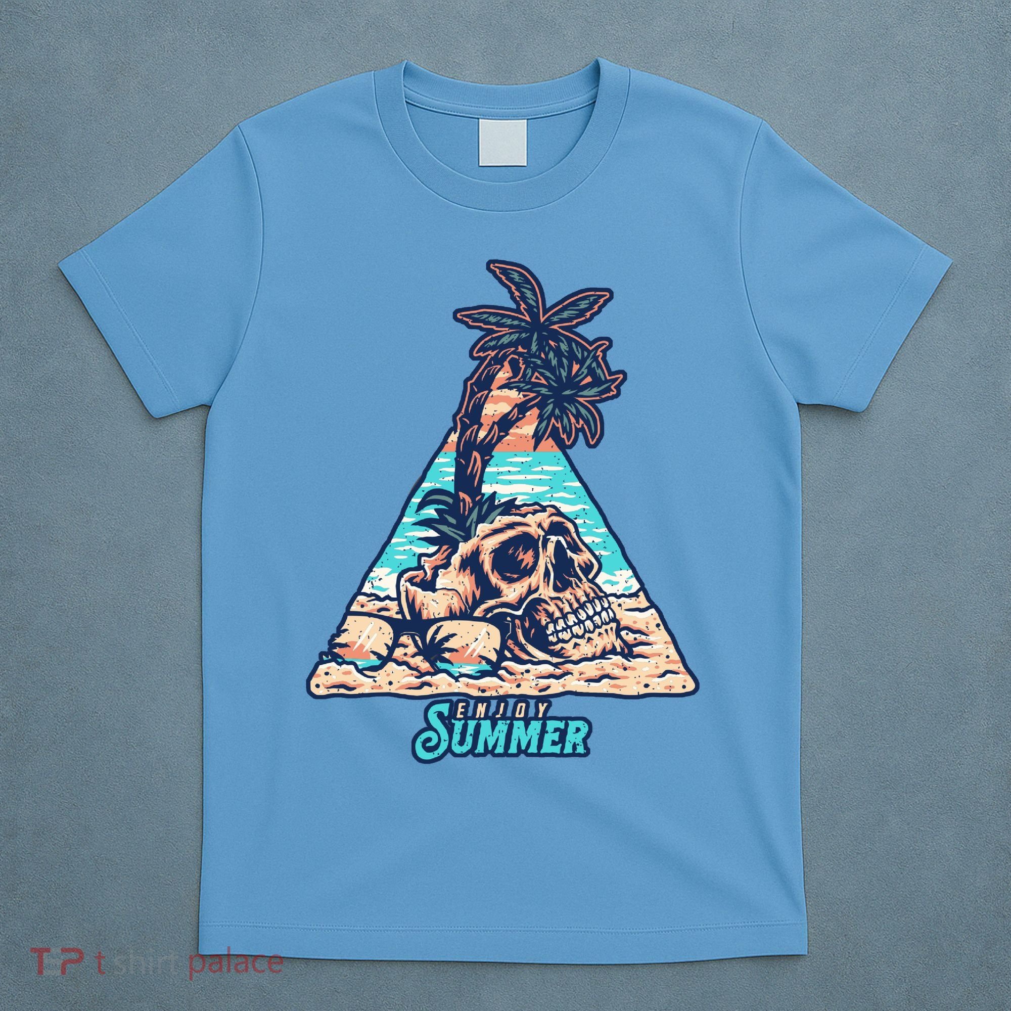 Enjoy Tropical Summer Vacation Skull T-Shirt