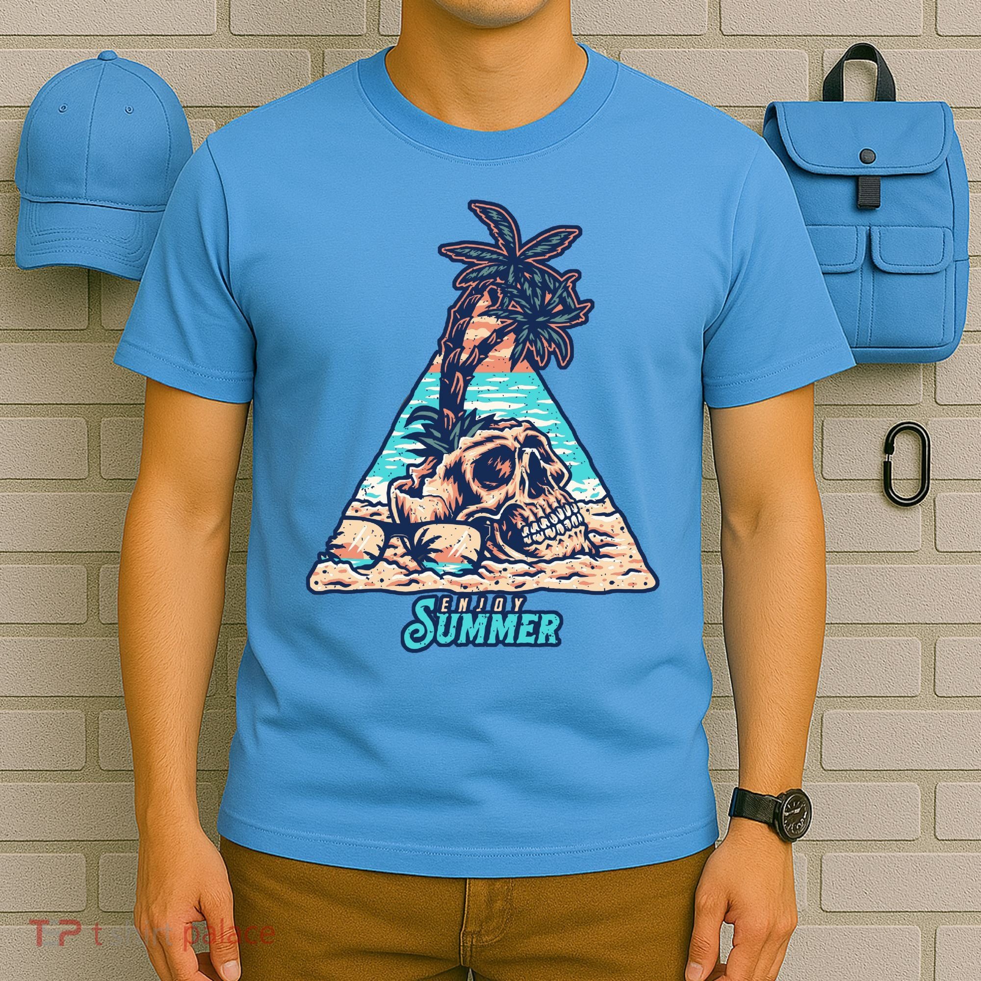 Enjoy Tropical Summer Vacation Skull T-Shirt