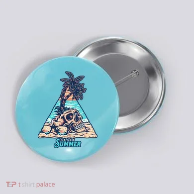 Enjoy Tropical Summer Vacation Skull Button